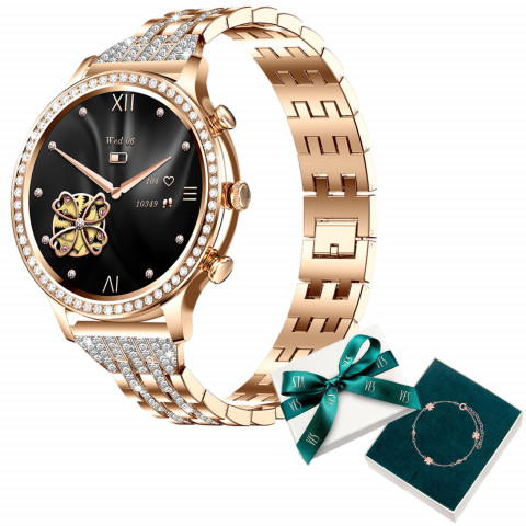 Smartwatch damski Manta Diamond Lusso złoty + bransoletka YES - Galeria zdjęcie 1