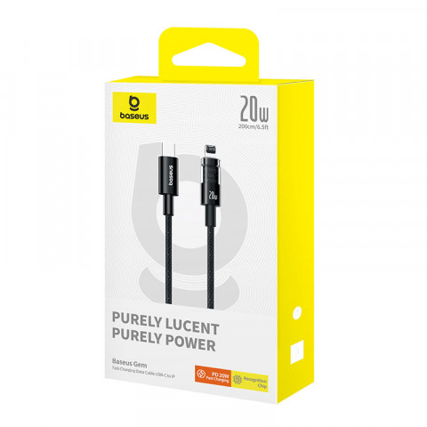 Kabel Baseus Gem USP C-IP 20W 2m (czarny) - Galeria zdjęcie 5