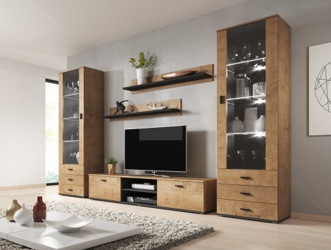 Półka 125cm (2szt) SOHO dąb lefkas + czarny - Galeria zdjęcie 7