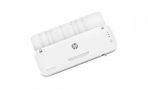 HP Laminator ONELAM 400 A3, na zimno/gorąco, zintegrowany trymer, zaokrąglacz rogów, prędkość 40cm/min + 15 folii: 3xA4, 4xA5, 4xA6, 4xB-CARD, biały - Galeria zdjęcie 3