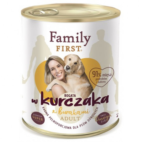 FAMILY FIRST Adult Kurczak z burakami - mokra karma dla psa - 800g - Galeria zdjęcie 1