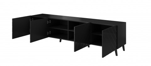 Szafka RTV ABETO 200x42x52 czarny/czarny połysk - Galeria zdjęcie 2