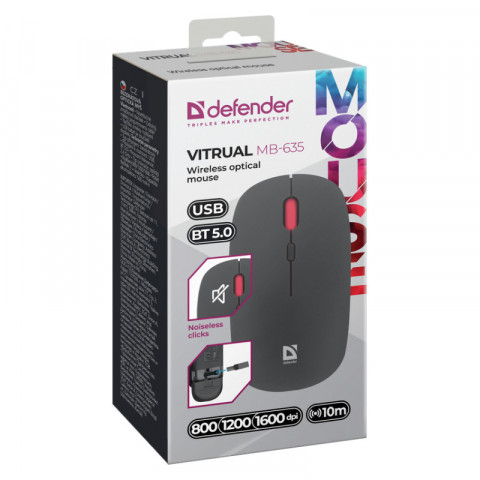 DEFENDER MYSZ VITRUAL MB-635 RF+BT SILENT 1600dpi 4P - Galeria zdjęcie 6