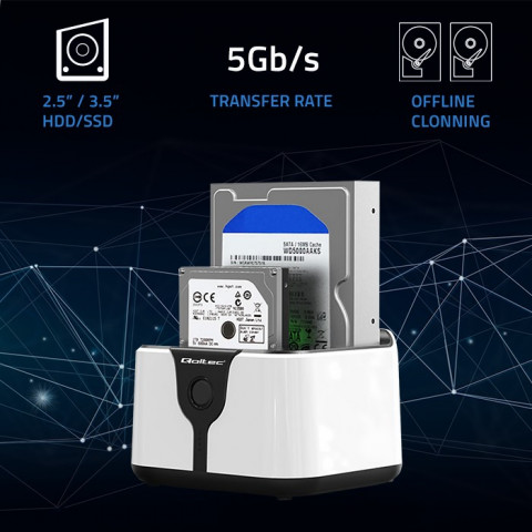 QOLTEC STACJA DOKUJĄCA DO DYSKÓW HDD SSD 2.5" 3.5" - Galeria zdjęcie 2