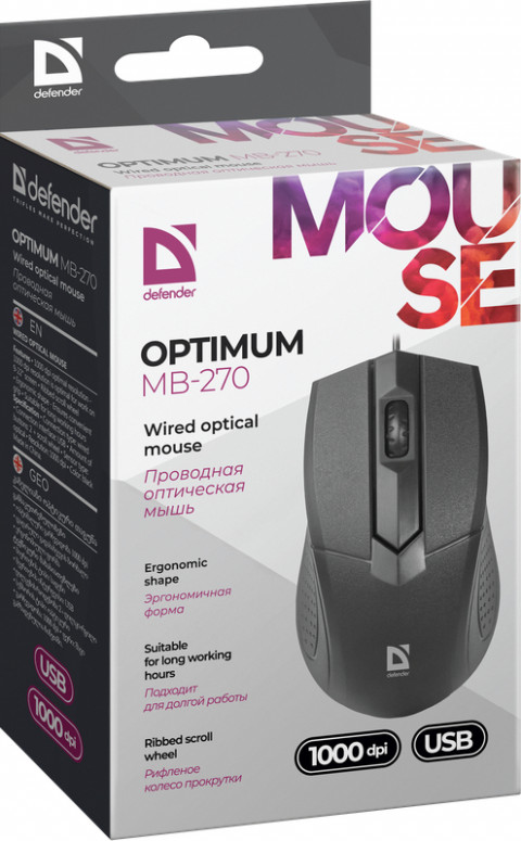 DEFENDER MYSZ OPTIMUM MB-270 OPTICAL 1000dpi 3P - Galeria zdjęcie 1