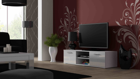 Szafka RTV SOHO 140 biały/ biały połysk - Galeria zdjęcie 1