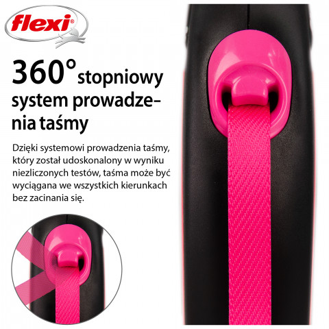 FLEXI New Neon S różowa - automatyczna smycz dla psa - 5m - Galeria zdjęcie 4