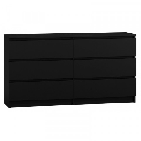 M6 MALWA KOMODA 140CM 6 SZUFLAD CZARNY - Galeria zdjęcie 1