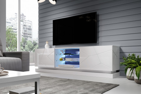 Szafka RTV QIU 200 MDF biały połysk/ biały połysk - Galeria zdjęcie 5