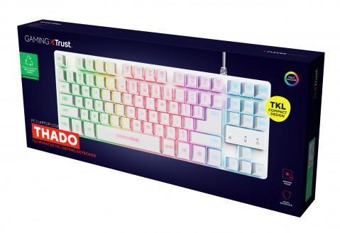 Klawiatura gamingowa TRUST GXT833W THADO TKL US White (24737) - Galeria zdjęcie 8