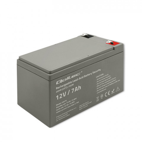 QOLTEC AKUMULATOR AGM 12V | 7AH | MAX. 105A - Galeria zdjęcie 1