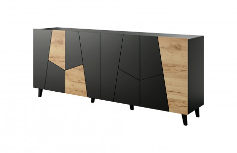 Komoda ETNA 200x42x82 czarny mat + dąb craft - Galeria zdjęcie 3
