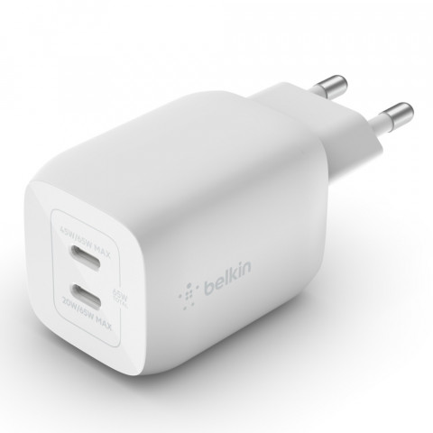 Ładowarka Belkin BoostCharge Pro Dual USB-C PD 3.0 PPS GaN Wall Charger 65W White - Galeria zdjęcie 5