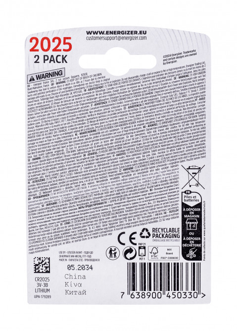 ENERGIZER BATERIA SPECJALISTYCZNA CR2025/2, 3V, ECO - Galeria zdjęcie 4