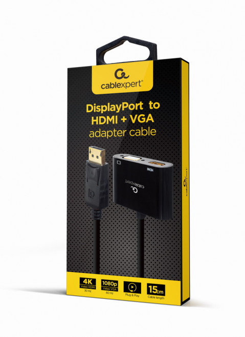 GEMBIRD ADAPTER DISPLAYPORT - HDMI + VGA CZARNY - Galeria zdjęcie 2