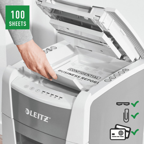 Leitz Niszczarka IQ AutoFeed 100, P4, 100 kartek, 34 l kosz - Galeria zdjęcie 7