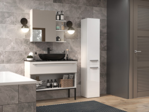 Szafka łazienkowa NEL IV 31x30xH174 biel połysk - Galeria zdjęcie 5