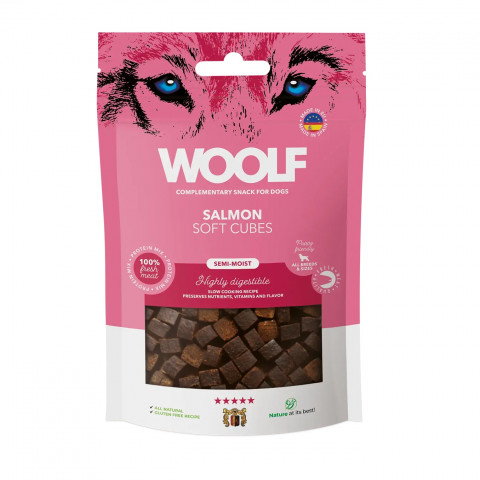 WOOLF Soft Cubes Salmon - przysmak dla psa - 100g - Galeria zdjęcie 1