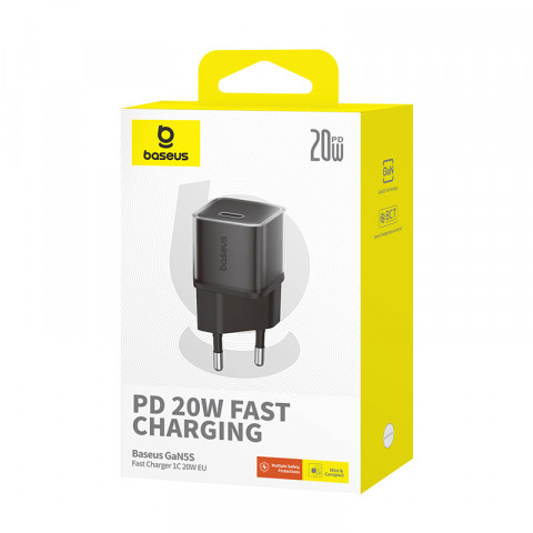 Ładowarka Baseus GaN5S 1C 20W EU (cluster black) - Galeria zdjęcie 6