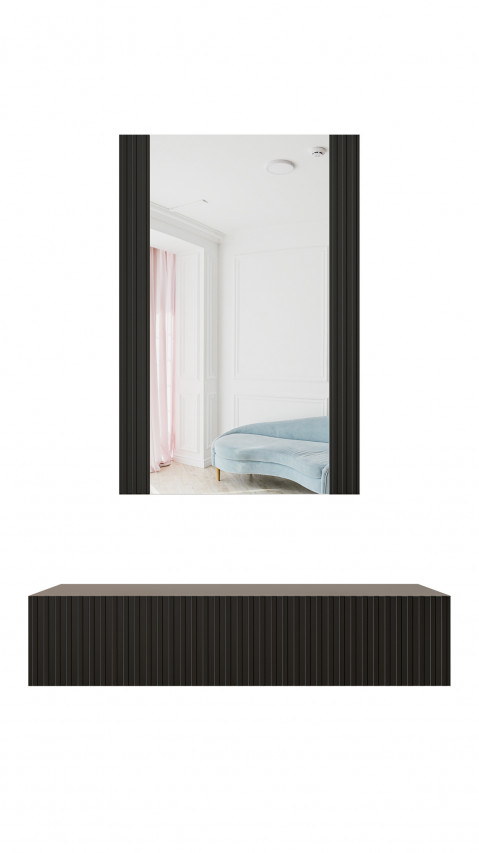 Toaletka z lustrem PAFOS 80x41,6x100 czarny mat - Galeria zdjęcie 1