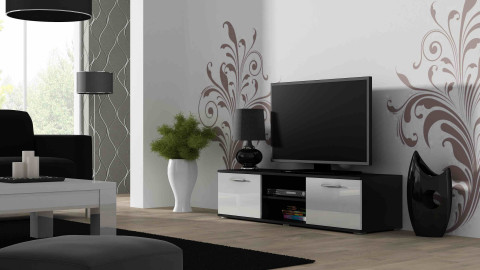 Szafka RTV SOHO 140 czarny/ biały połysk - Galeria zdjęcie 1