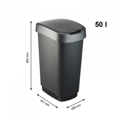 ROTHO Twist Srebrny - kosz na śmieci - 50l - Galeria zdjęcie 4