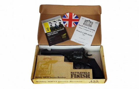 Rewolwer WEBLEY MKVI .455 Service kal.5,5 mm Diabolo łuski 6-strzał. lufa 6" CO2 Battlefield Ekp do17J - Galeria zdjęcie 6