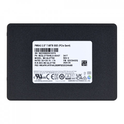 Samsung PM9A3 7.68TB U.2 NVMe MZQL27T6HBLA-00A07 - Galeria zdjęcie 1