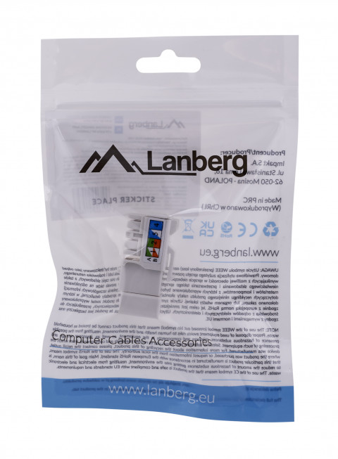 LANBERG KEYSTONE DO PUSZKI MONT. KAT.6 UTP 90ST - Galeria zdjęcie 4