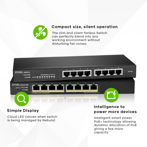 Switch Zyxel GS1915-8 8p Managed Gigabit - Galeria zdjęcie 4
