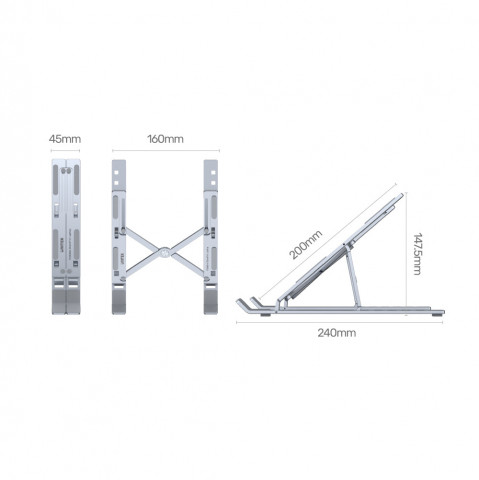 UNITEK PODSTAWKA POD LAPTOP SKŁADANA, ALUMINIUM - Galeria zdjęcie 9