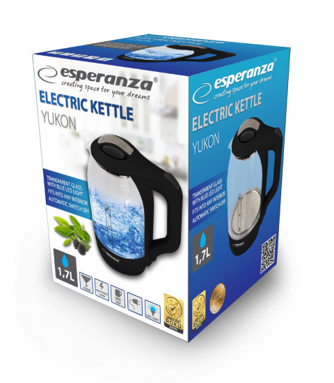 ESPERANZA CZAJNIK ELEKTRYCZNY SZKLANY 1.7 L CZARNY - Galeria zdjęcie 5