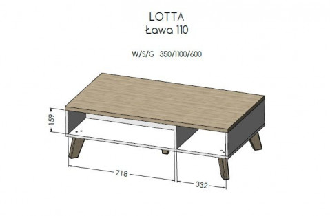 Ława LOTTA 110 wotan + czarny mat - Galeria zdjęcie 2