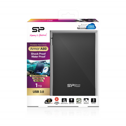 Dysk zewnętrzny HDD Silicon Power Armor A80 (1TB; 2.5"; USB 3.2; 5400 obr/min; Black; SP010TBPHDA80S3K) - Galeria zdjęcie 4