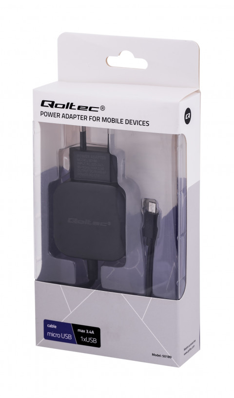 Qoltec Ładowarka sieciowa do Smartfona/Tabletu | 17W | 5V | 3.4A | USB+Micro USB - Galeria zdjęcie 3