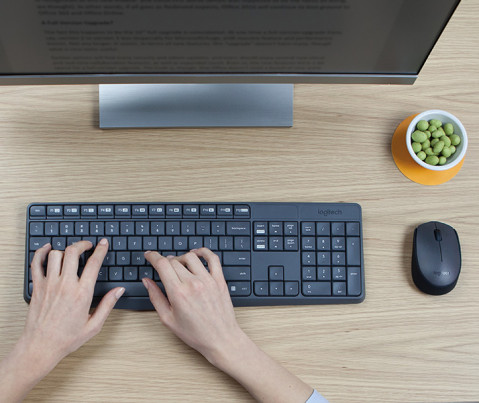 Klawiatura + Mysz Logitech MK235 bezprzewodowa, szara, us - Galeria zdjęcie 11