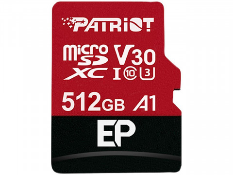 PATRIOT EP PRO micro SDXC 512GB A1 V30 U3 CL10+Adap - Galeria zdjęcie 1