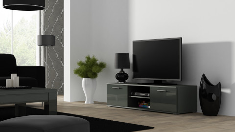 Szafka RTV SOHO 140 szary/ szary połysk - Galeria zdjęcie 1