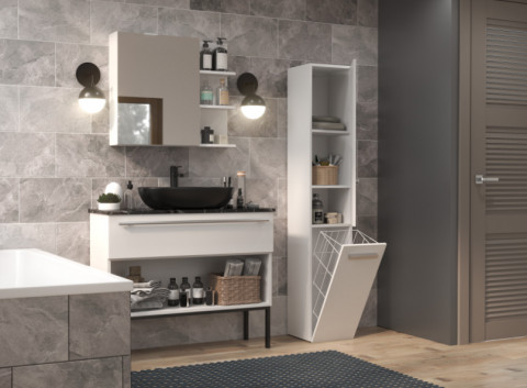 Szafka łazienkowa NEL IV 31x30xH174 biel mat - Galeria zdjęcie 6