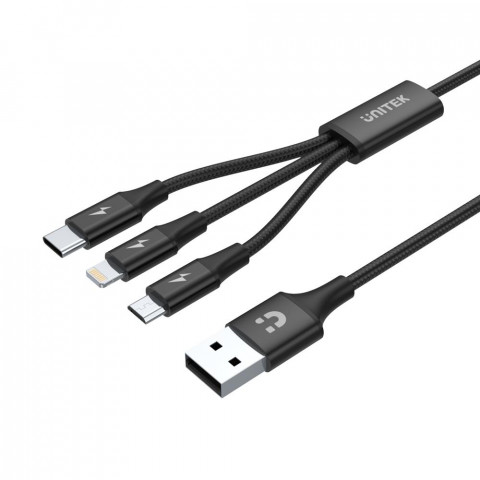 UNITEK PRZEWÓD USB 3IN1CHARGING (C,LIGHTNING,MUSB) - Galeria zdjęcie 1