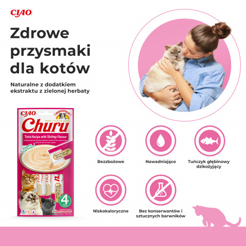 INABA Churu Tuńczyk z krewetkami - przysmak dla kota - 4x14 g - Galeria zdjęcie 2