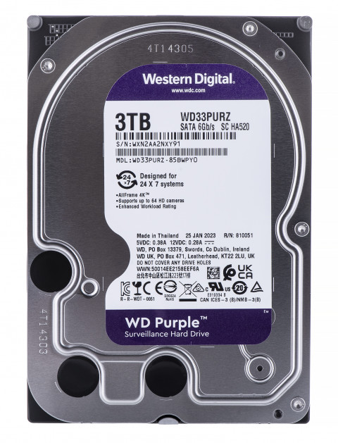 Dysk HDD WD Purple WD33PURZ (3 TB ; 3.5"; 256 MB; 5400 obr/min) - Galeria zdjęcie 1