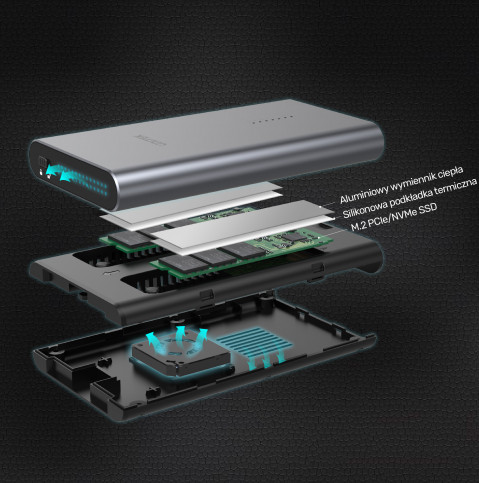 UNITEK OBUDOWA NA DYSK/KLONOWANIE 2XM.2, PCIE/NVME - Galeria zdjęcie 7