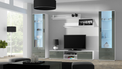 Szafka RTV SOHO 180 biały/ szary połysk - Galeria zdjęcie 7