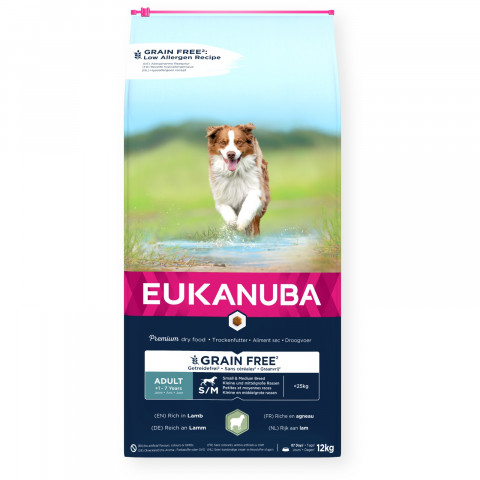 EUKANUBA Grain Free Adult Small&Medium Jagnięcina - sucha karma dla psa - 12kg - Galeria zdjęcie 1