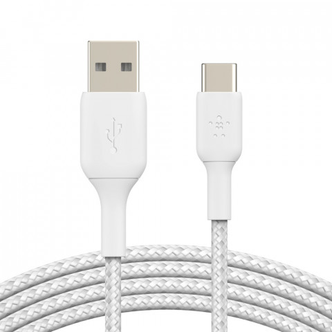 Kabel Belkin BoostCharge Braided USB-C to USB-A Cable 3m oplot White - Galeria zdjęcie 1