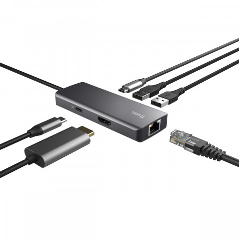 Multi-Port Adapter Trust DALYX 6-IN-1 USB-C Silver (24968) - Galeria zdjęcie 4