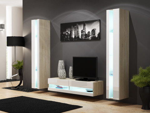 Regał VIGO NEW 180/40/30 dąb sonoma/biały połysk - Galeria zdjęcie 2