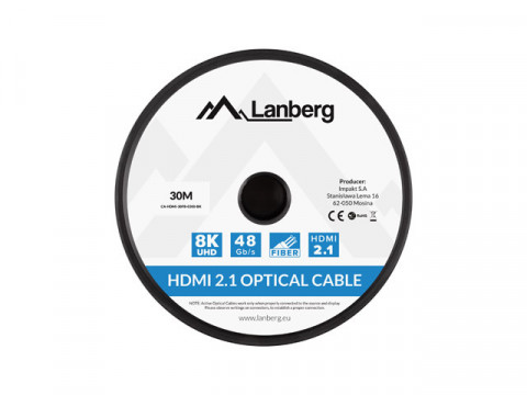 LANBERG KABEL HDMI M/M V2.1 30M 8K OPTYCZNY AOC - Galeria zdjęcie 4