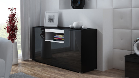 Komoda VIVA 150 czarny/ czarny połysk+ biały - Galeria zdjęcie 1